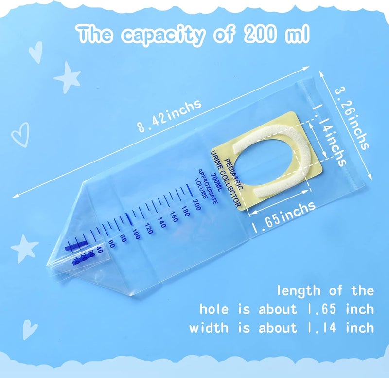 Sosation 20 Pcs Pediatric Urine Bag Collectors Clear Urine Catcher Pouch Individual Pee Bags Disposable Pediatric Collectors Adhesive Surface Spill Proof Baby Pee Bag for Kids Collection - Image 3